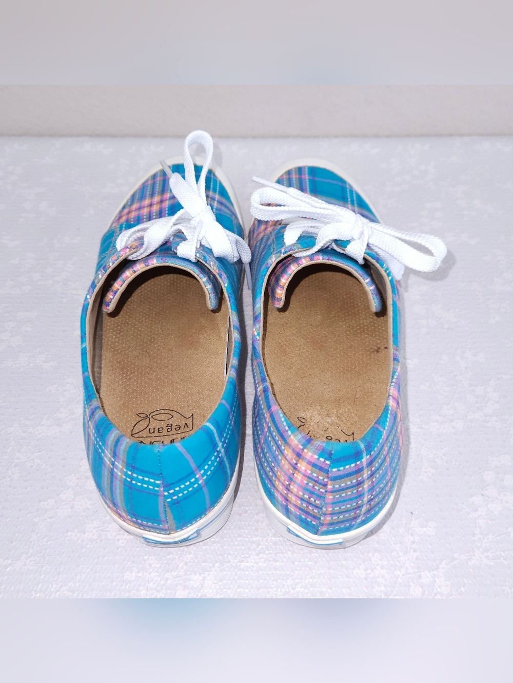 DANSKO Veda Vegan Clogs Lace-Up Sneakers EU 42 Blue Pink Plaid - Picture 7 of 10